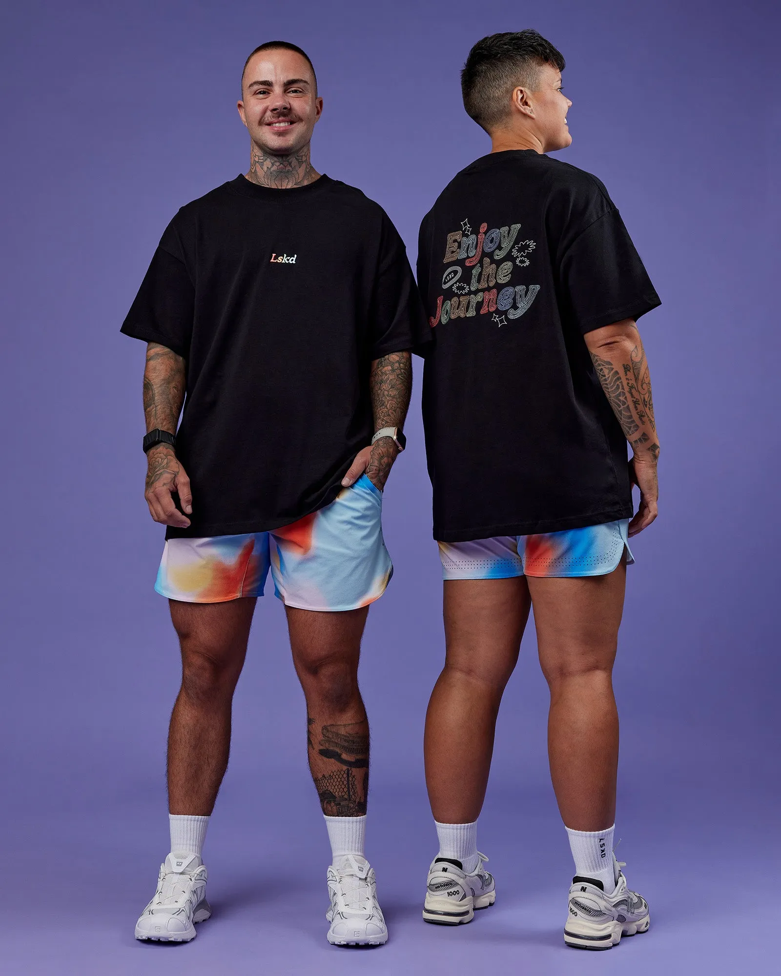 Our Journey Heavyweight Oversized Tee - Black-Rainbow sold by LSKD product image thumbnail 3