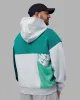 Deconstructed Fleece Hoodie - Grey Marl - Dark Moss sold by LSKD