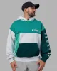 Deconstructed Fleece Hoodie - Grey Marl - Dark Moss sold by LSKD
