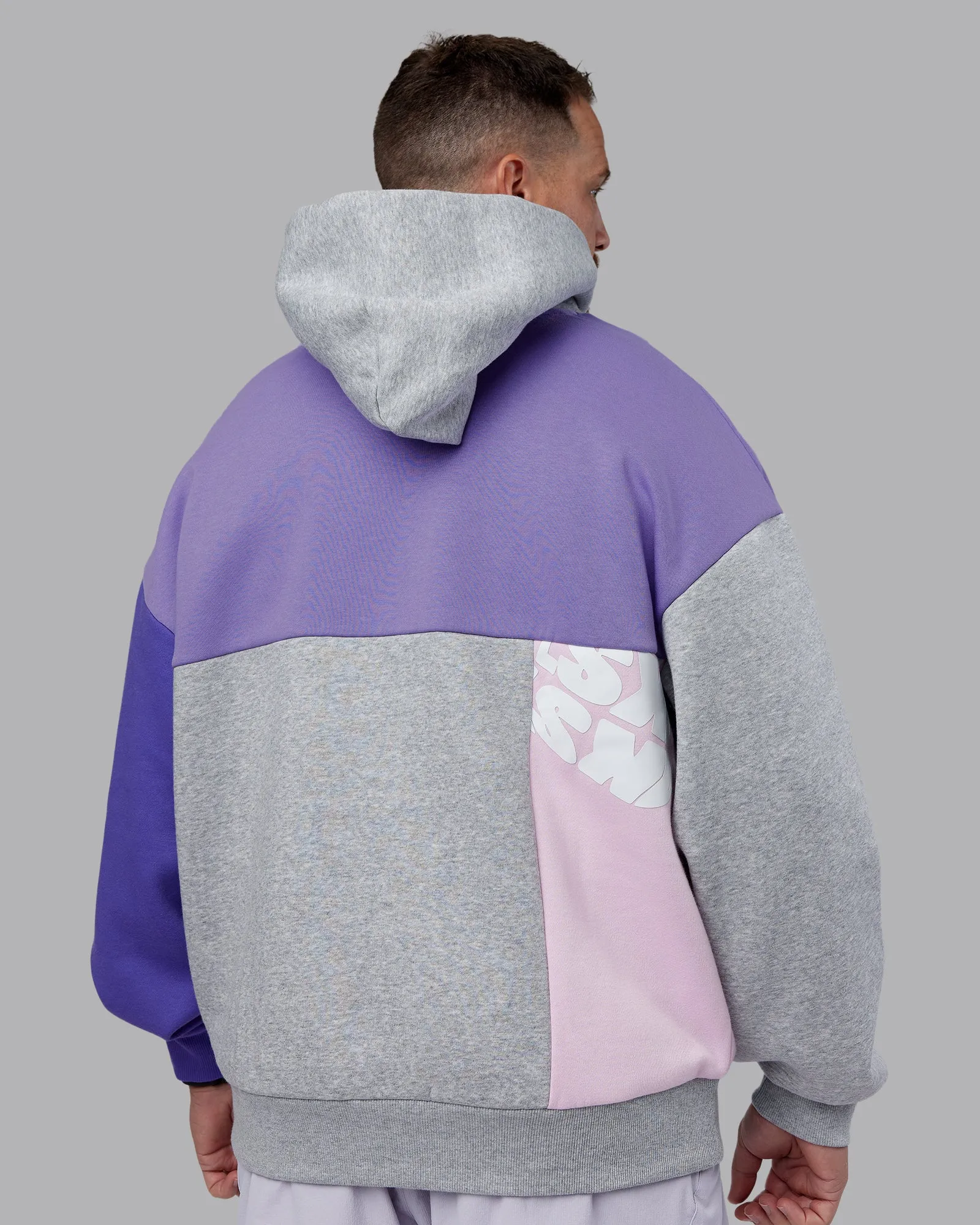 Deconstructed Fleece Hoodie - Grey Marl - Royal Purple sold by LSKD product image thumbnail 4