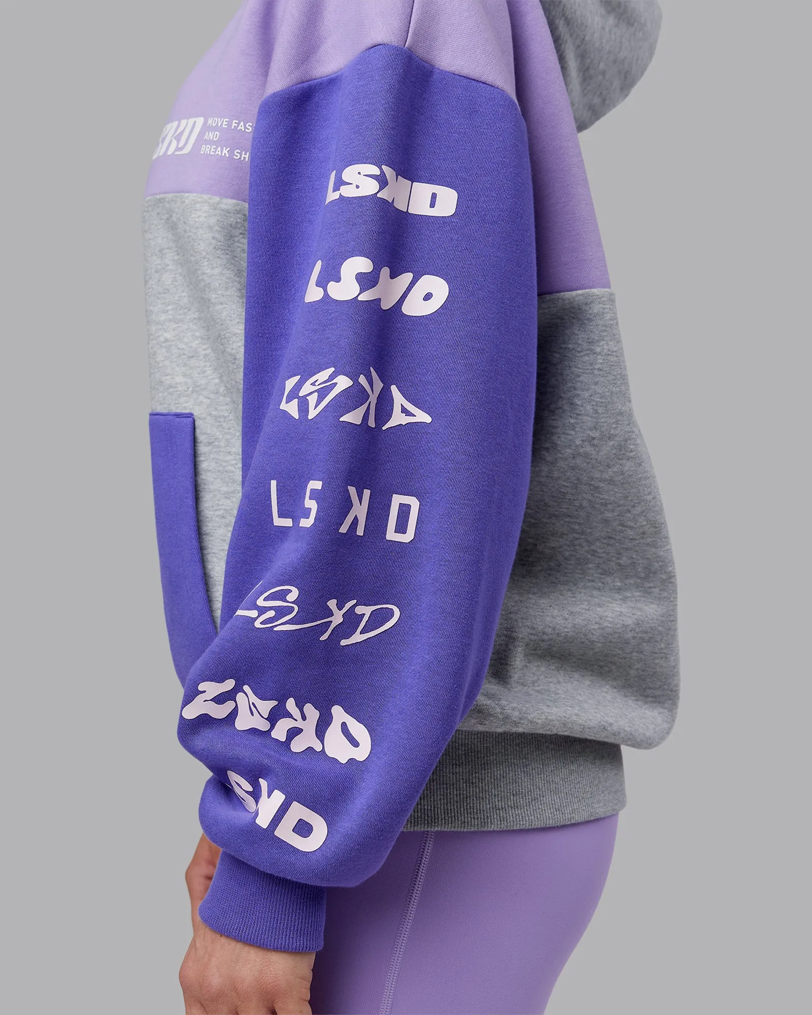 Deconstructed Fleece Hoodie - Grey Marl - Royal Purple sold by LSKD product image thumbnail 5