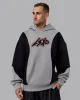 Downtown Oversized Panel Hoodie - Circular Grey - Black sold by LSKD