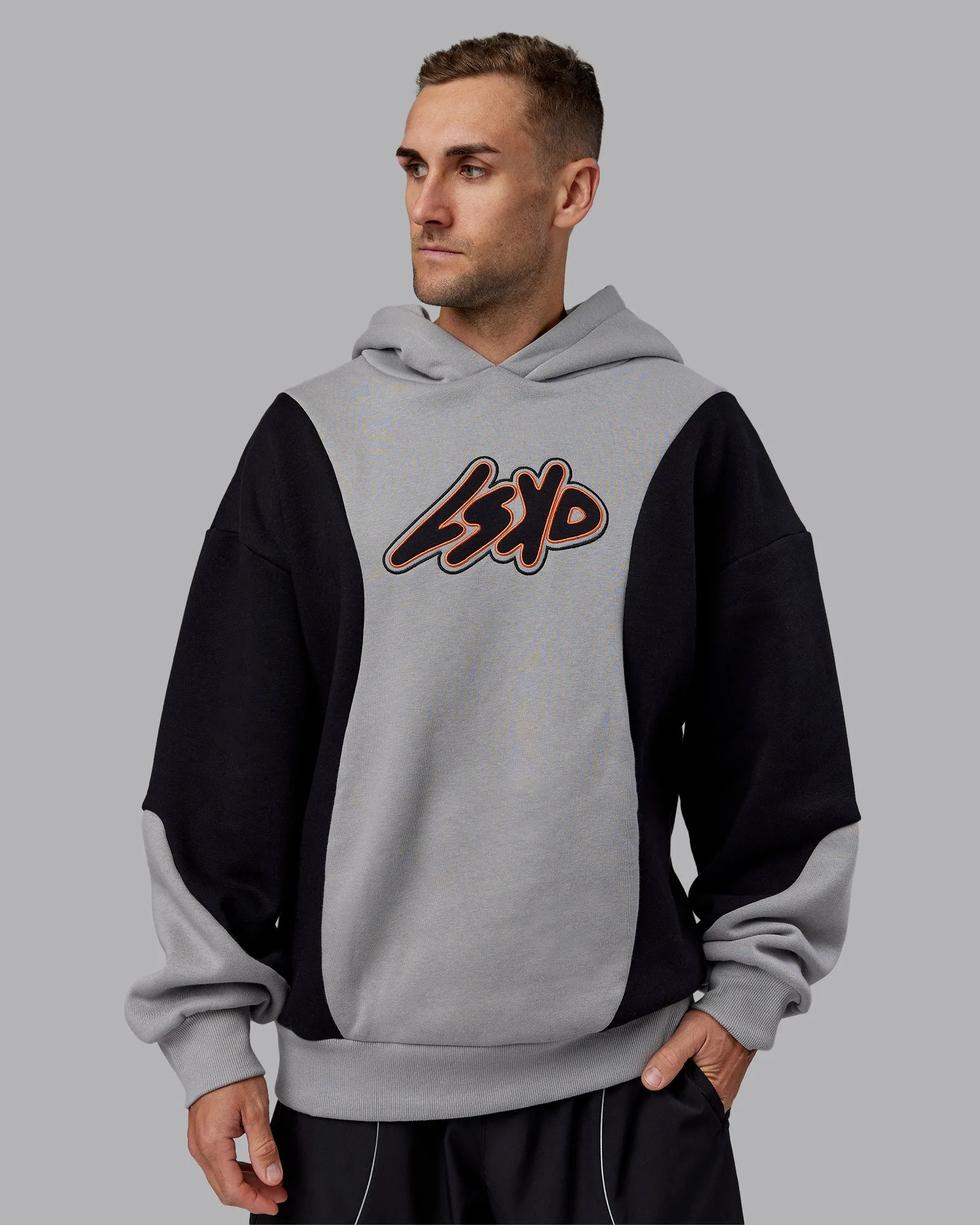 Downtown Oversized Panel Hoodie - Circular Grey - Black sold by LSKD product image thumbnail 2