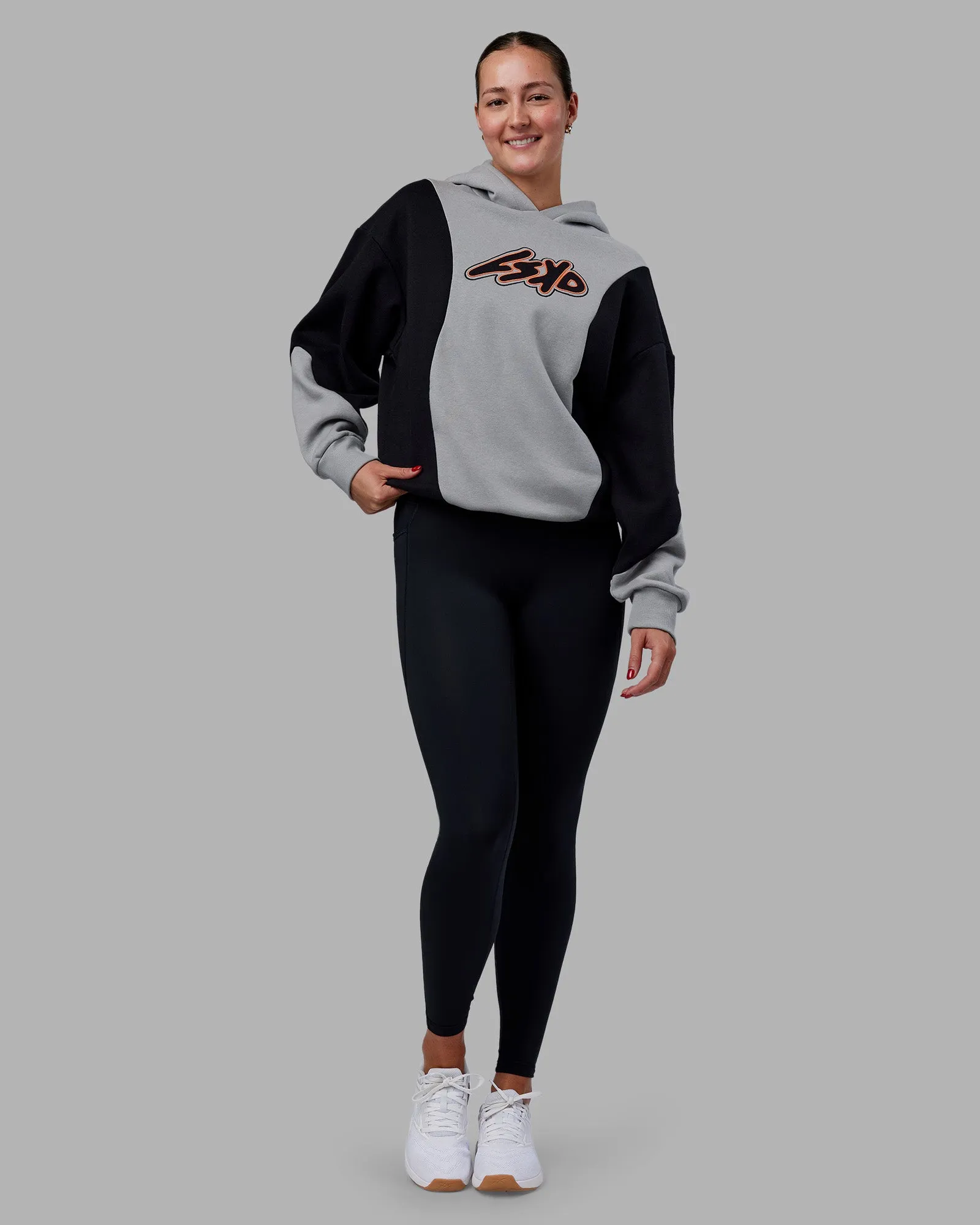 Downtown Oversized Panel Hoodie - Circular Grey - Black sold by LSKD product image thumbnail 5