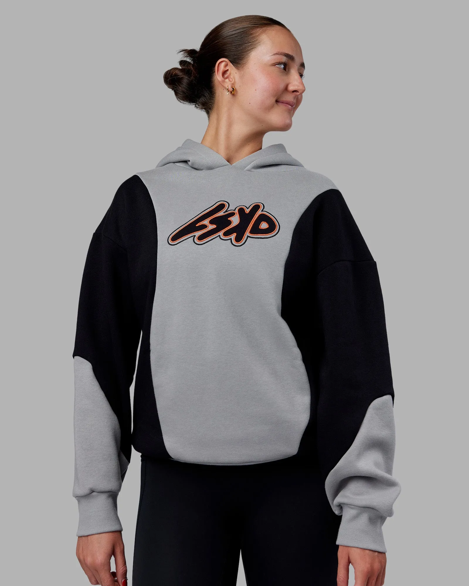 Downtown Oversized Panel Hoodie - Circular Grey - Black sold by LSKD product image thumbnail 3