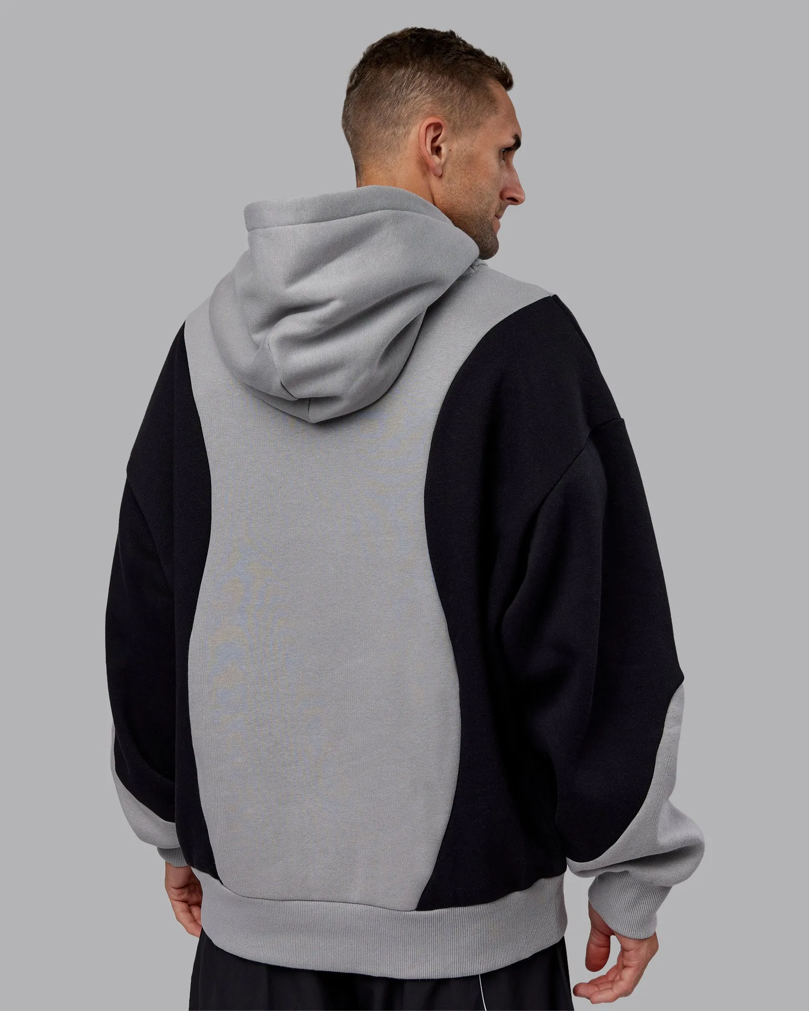Downtown Oversized Panel Hoodie - Circular Grey - Black sold by LSKD product image thumbnail 4