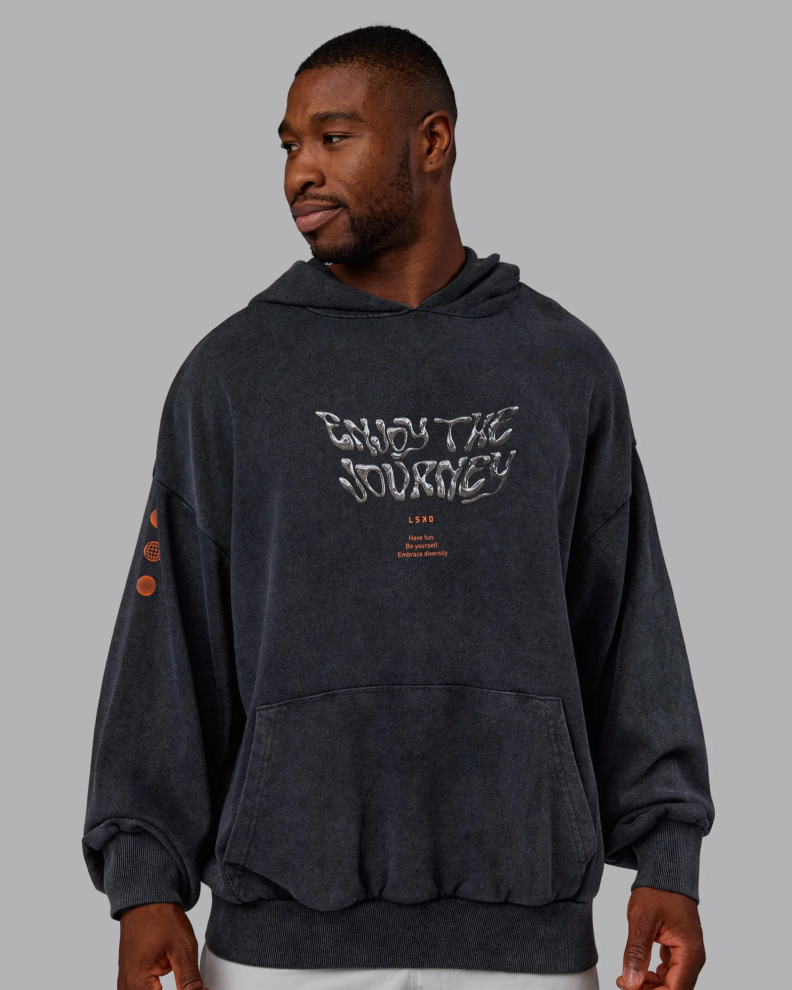 Chrome Washed Oversized Hoodie - Black sold by LSKD product image thumbnail 3