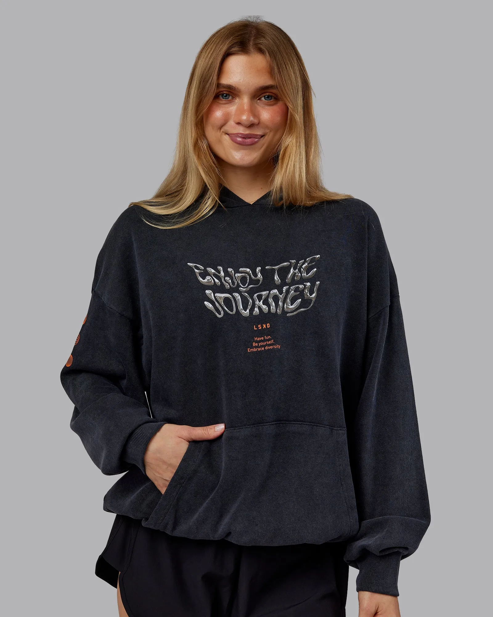 Chrome Washed Oversized Hoodie - Black sold by LSKD product image thumbnail 2