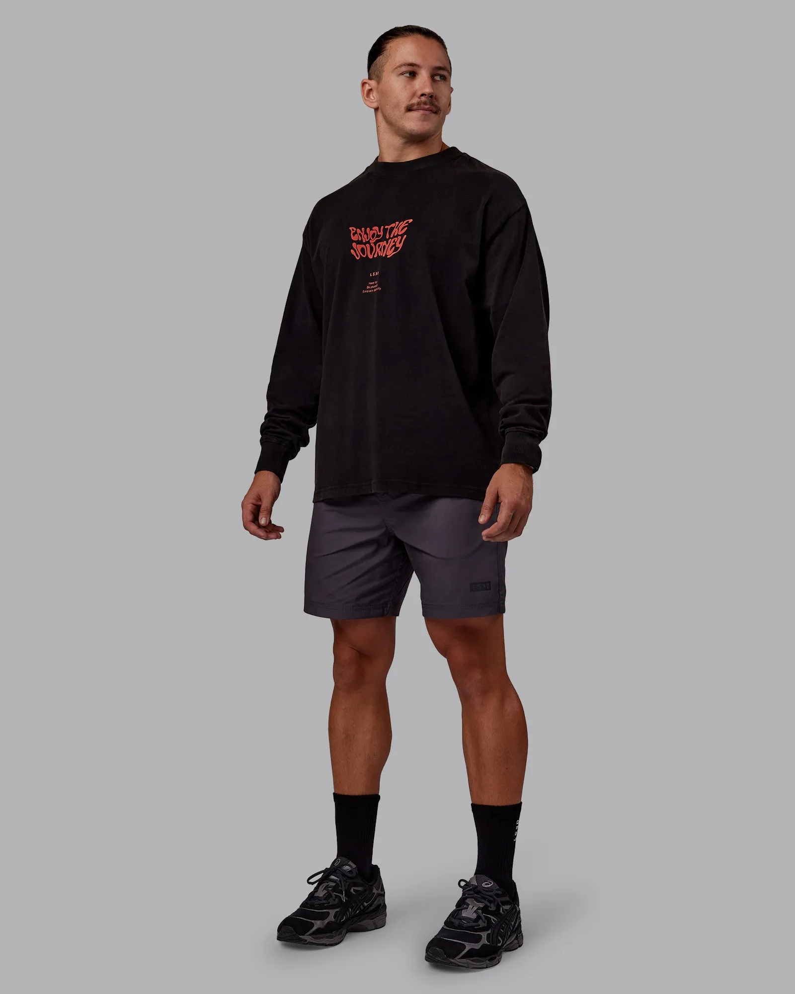 Chrome Washed Heavyweight Oversized Long Sleeve Tee - Black-Ultra Orange sold by LSKD product image thumbnail 3