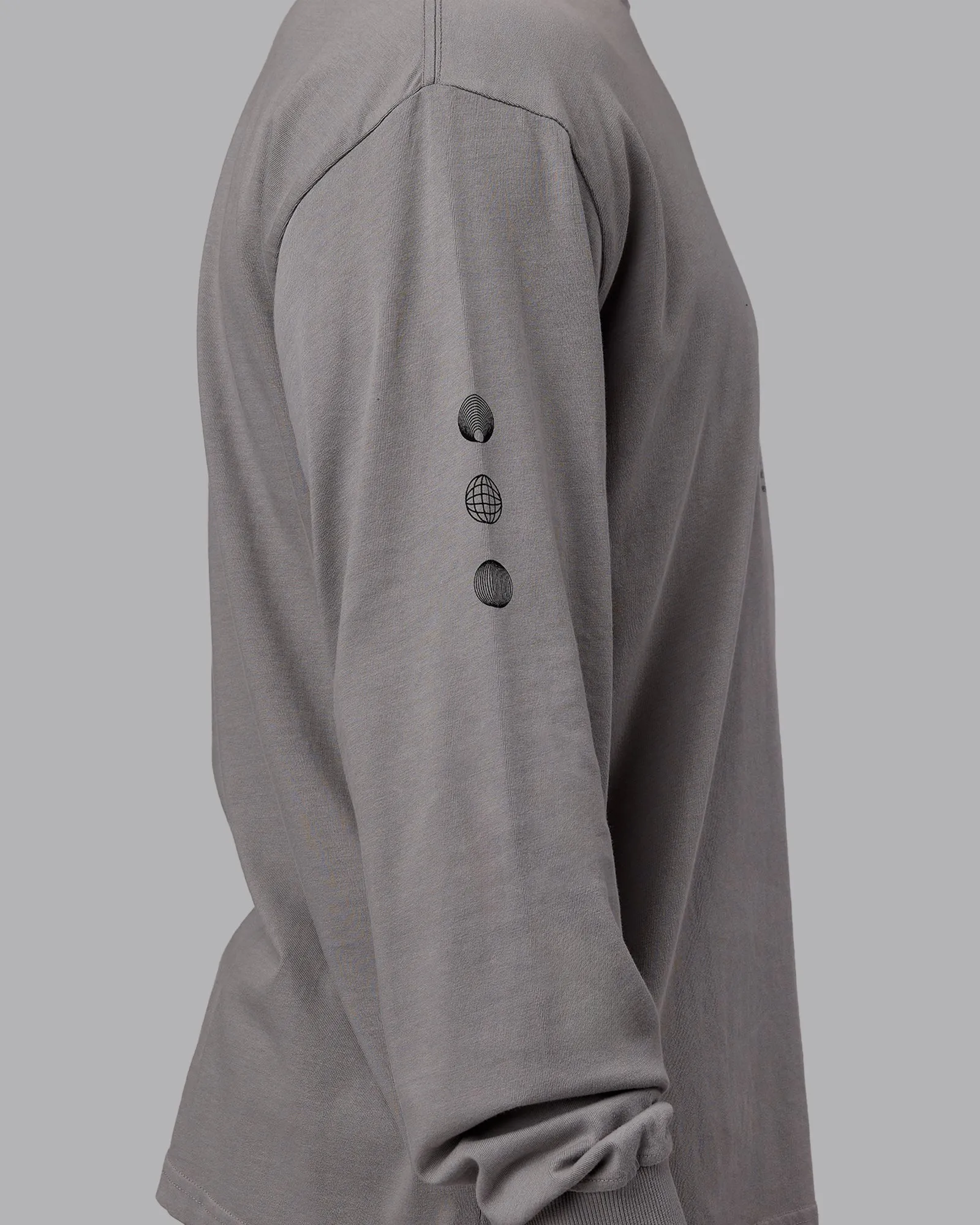Chrome Washed Heavyweight Oversized Long Sleeve Tee - Circular Grey-Black sold by LSKD product image thumbnail 4