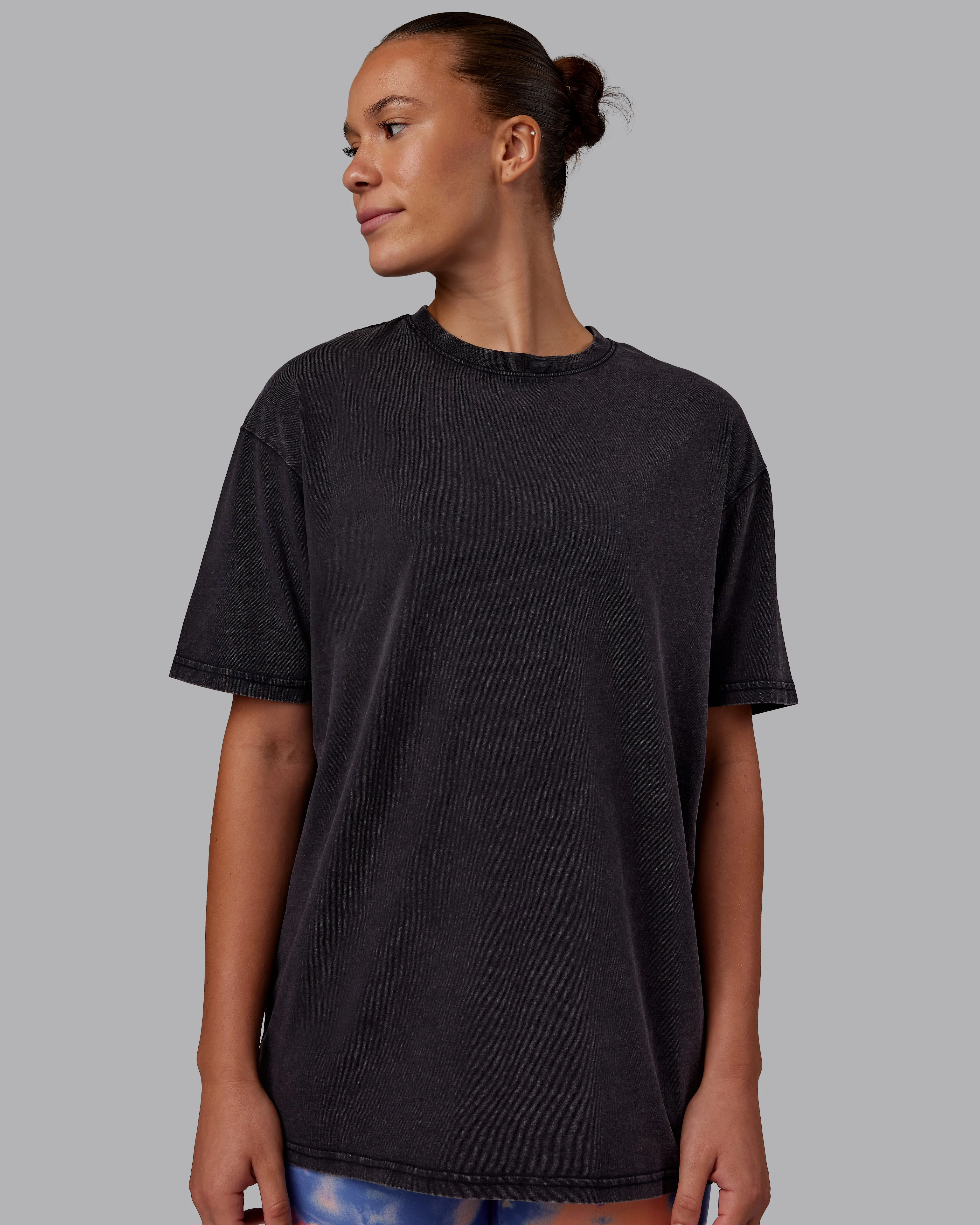 Rise & Lift Washed FLXCotton Oversized Tee - Black-Warm Apricot sold by LSKD product image thumbnail 4