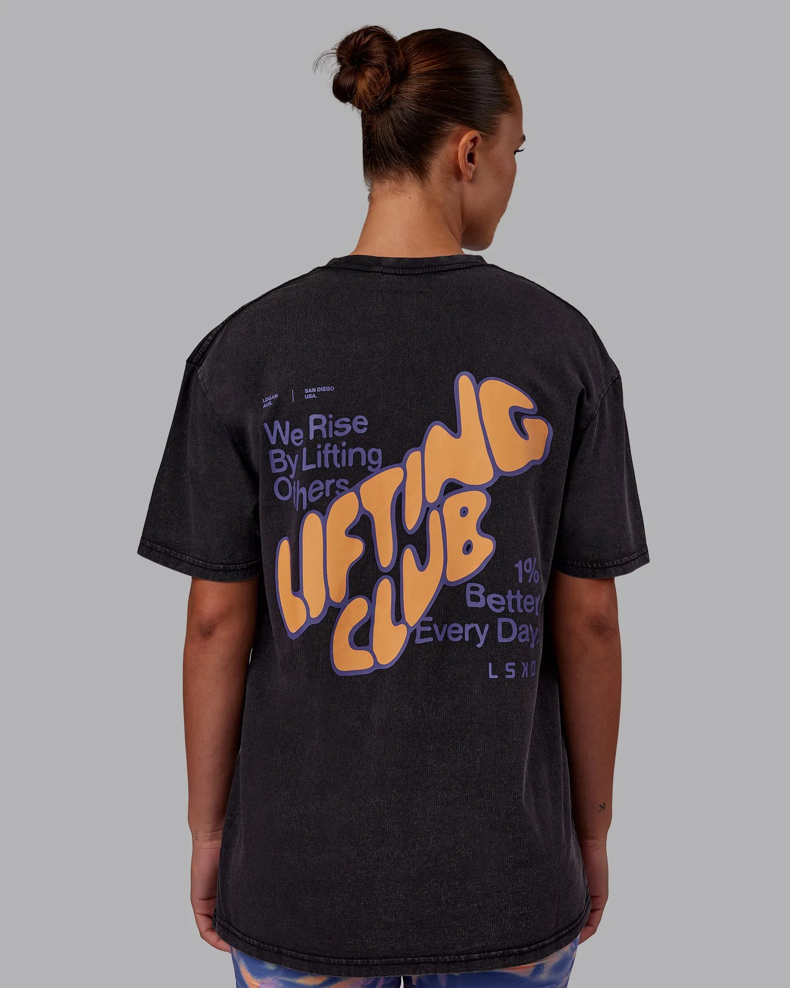 Rise & Lift Washed FLXCotton Oversized Tee - Black-Warm Apricot sold by LSKD product image thumbnail 2