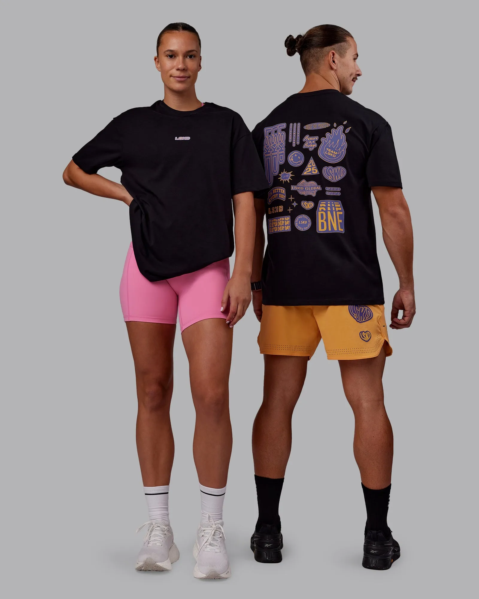 CFT BNE 25 FLXCotton Oversized Tee - Black-Warm Apricot sold by LSKD