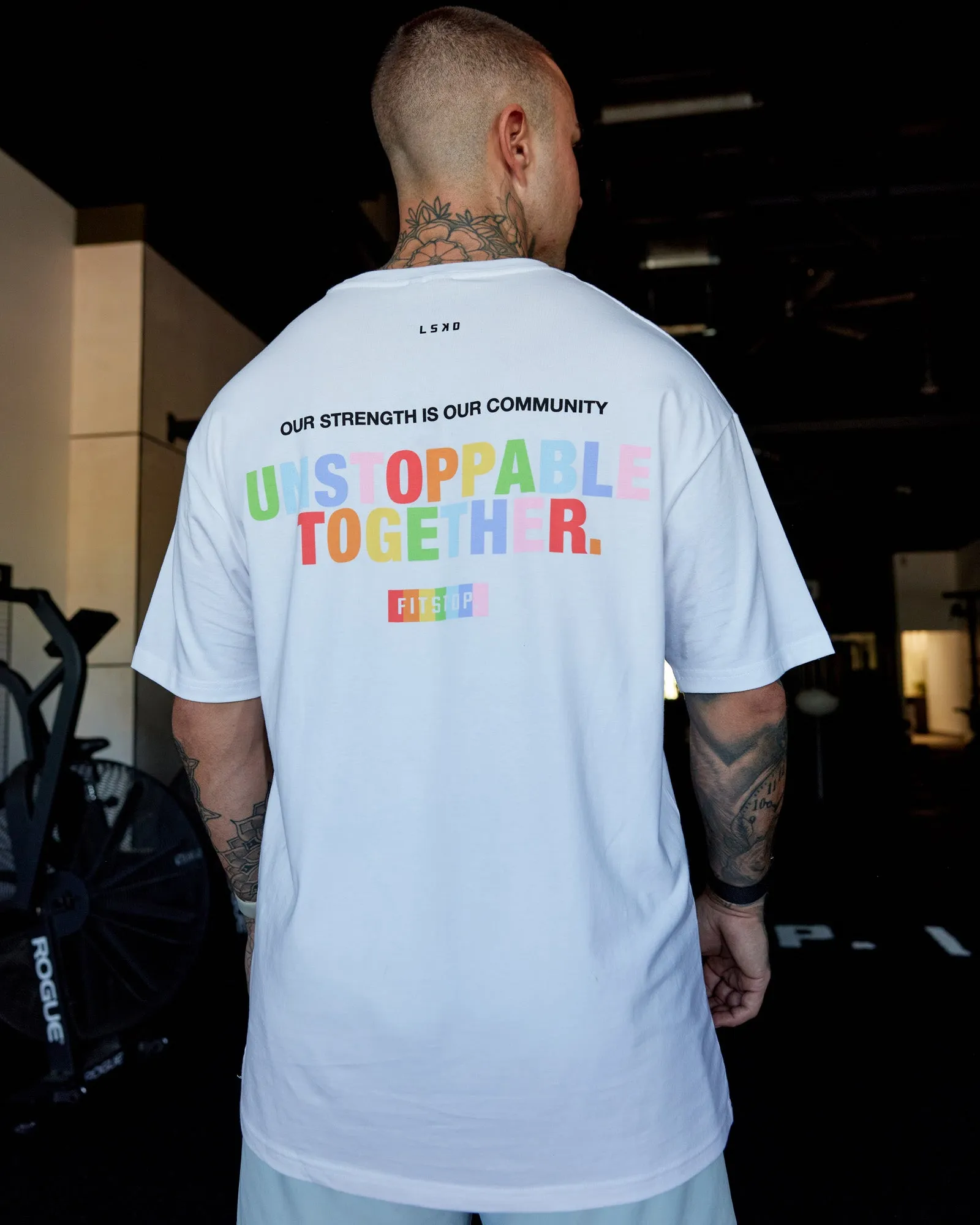 Fitstop Unstoppable Together FLXCotton Oversize Tee - White sold by LSKD