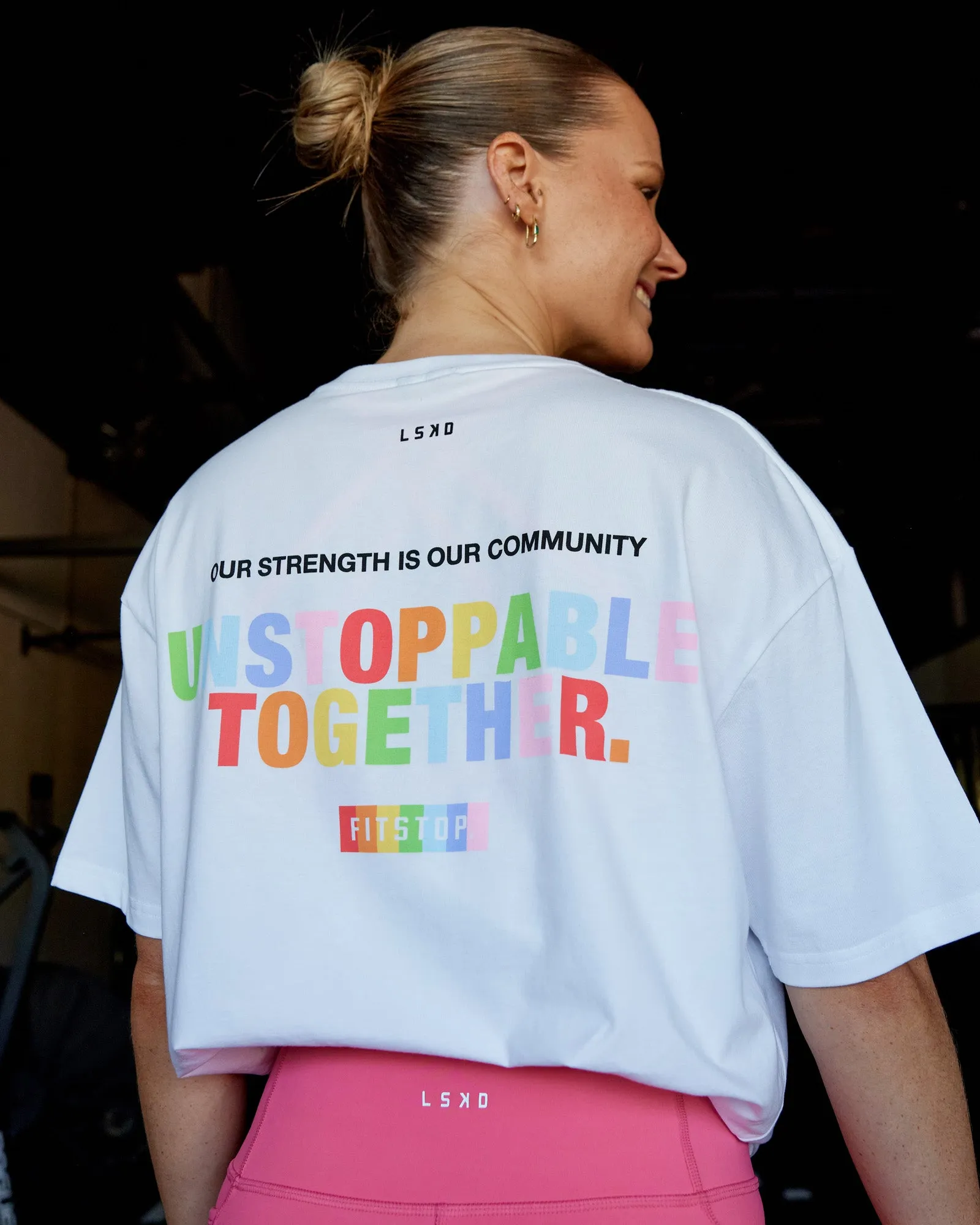 Fitstop Unstoppable Together FLXCotton Oversize Tee - White sold by LSKD product image thumbnail 3