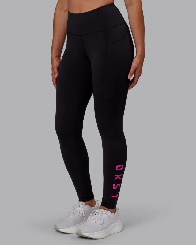 Rep Ultra High-Rise Full Length Legging Pockets - Black-Fuchsia Pink sold by LSKD