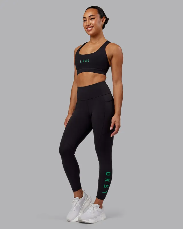 Rep Ultra High-Rise 7/8 Legging Pockets - Black-Impact Green sold by LSKD