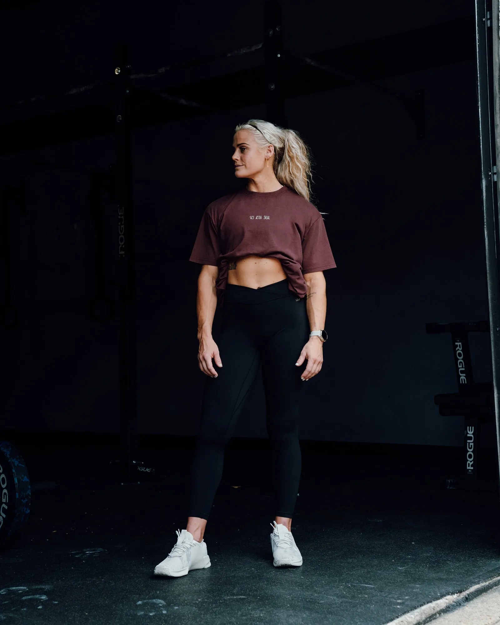 Sara Strike Ultra High-Rise Cross Over Waist Full Length Legging - Black sold by LSKD