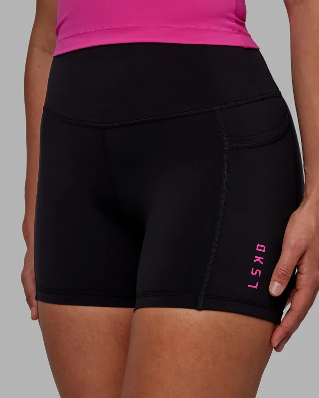 Rep Ultra High-Rise 4" Short Pockets - Black-Fuchsia Pink sold by LSKD