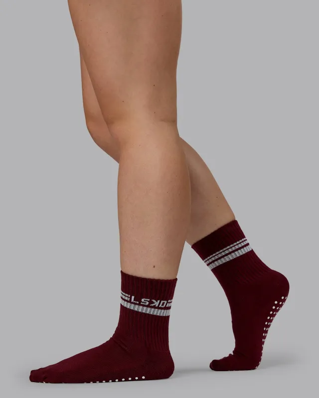 Movement Pilates Grip Sock - Cherry Lacquer-Off White sold by LSKD