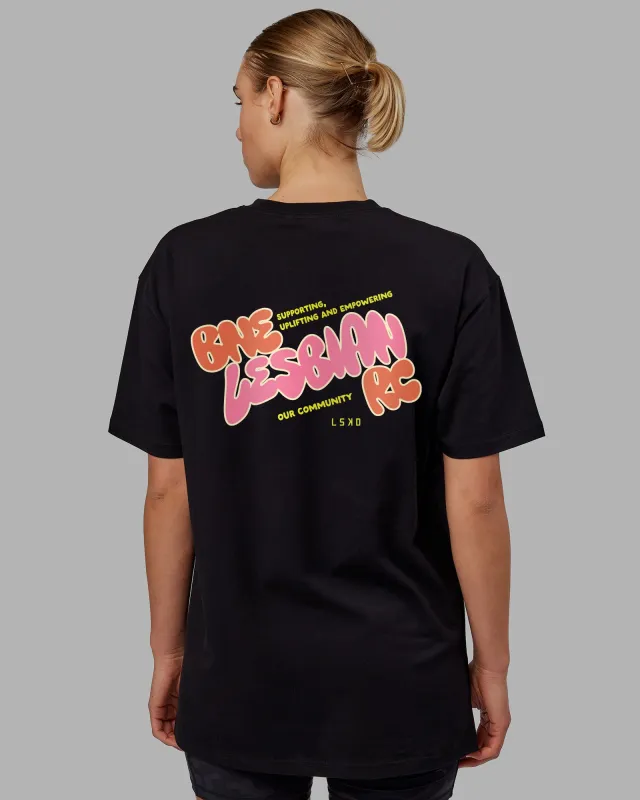 Brisbane Lesbian Run Club FLXCotton Oversize Tee - Black sold by LSKD