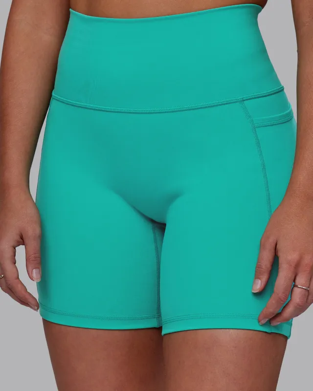Fusion Ultra High-Rise 6" Short Pockets - Turquoise Tide sold by LSKD