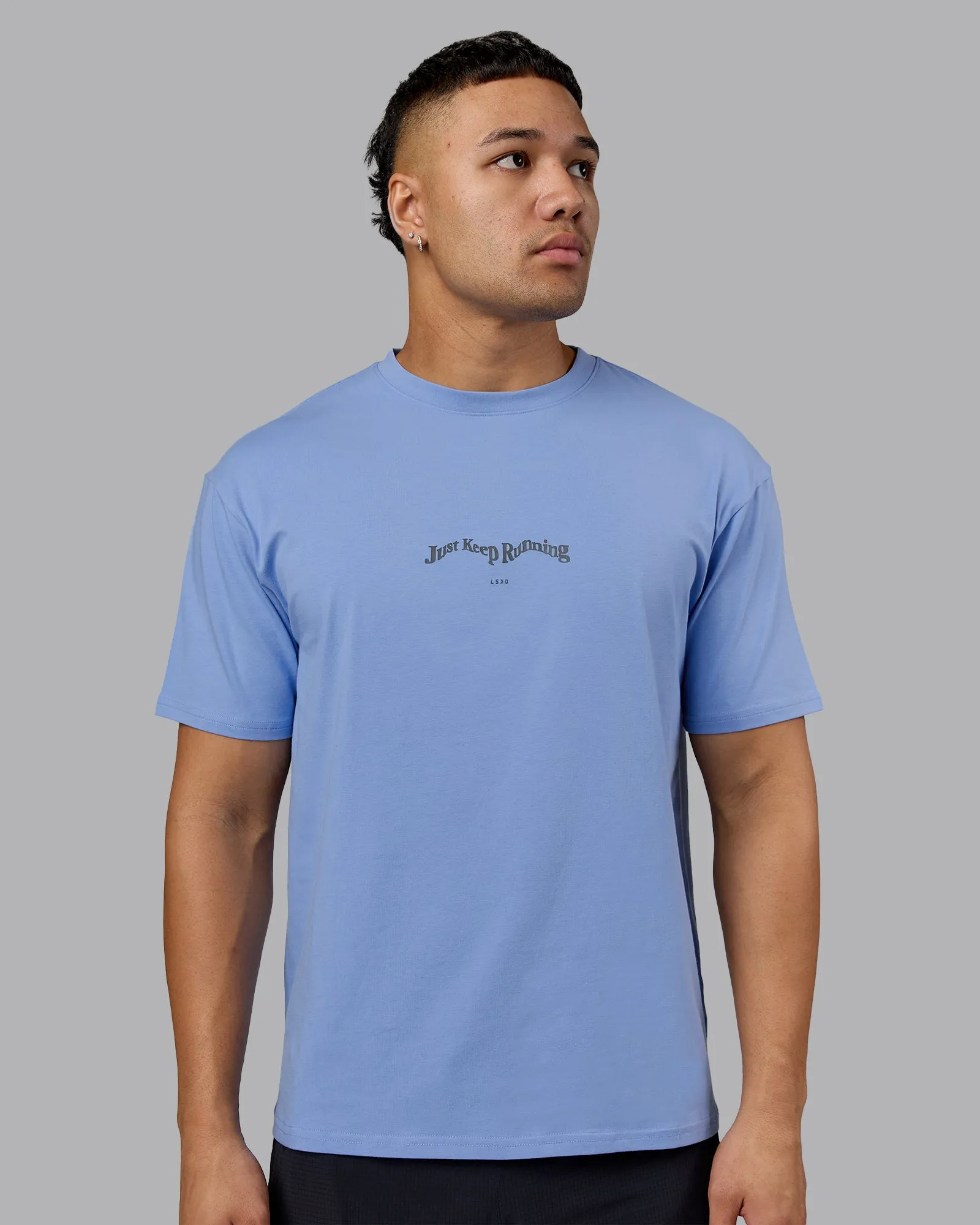 Just Run FLXCotton Oversized Tee - Soft Blue-Dark Storm sold by LSKD product image thumbnail 2