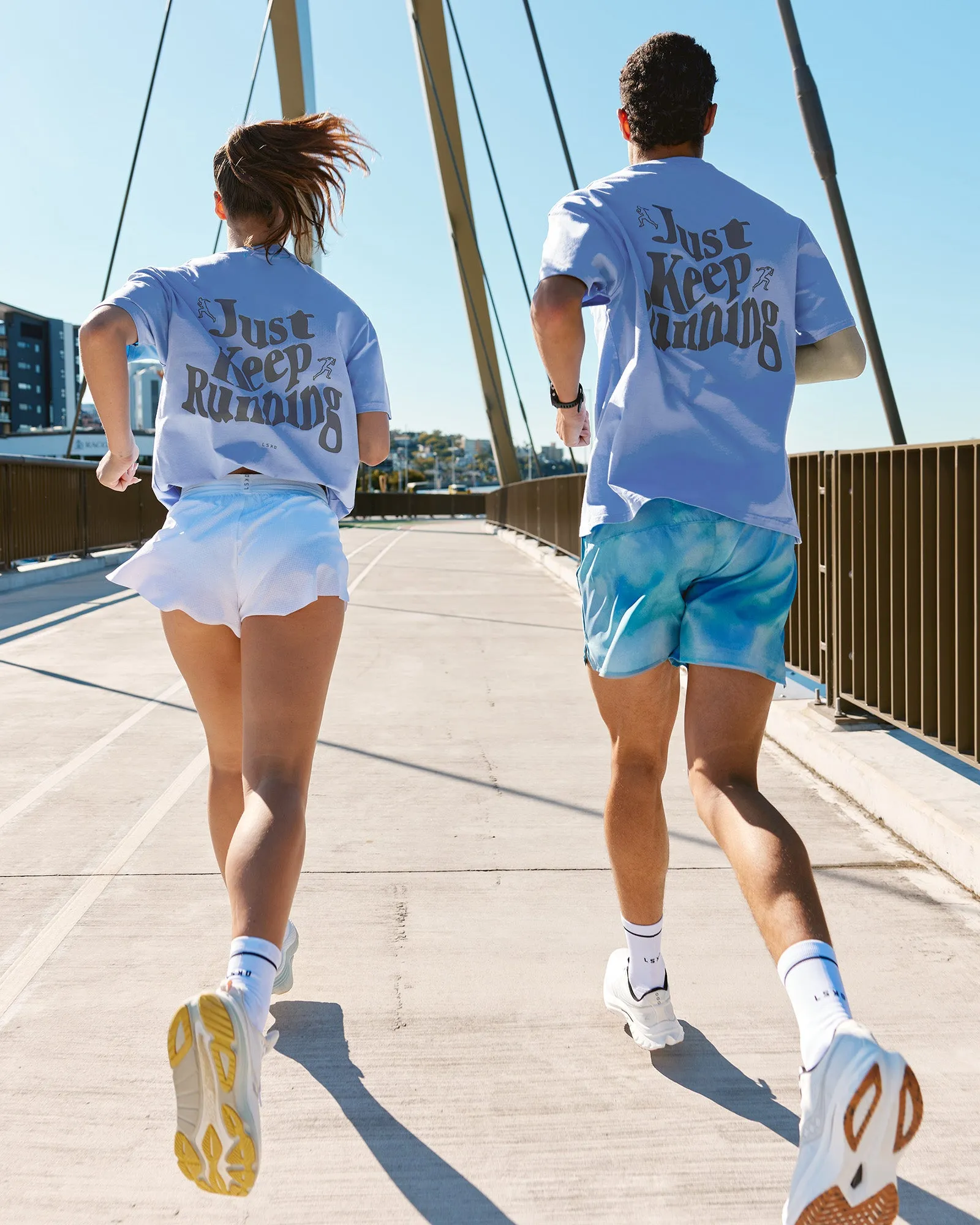 Just Run FLXCotton Oversized Tee - Soft Blue-Dark Storm sold by LSKD