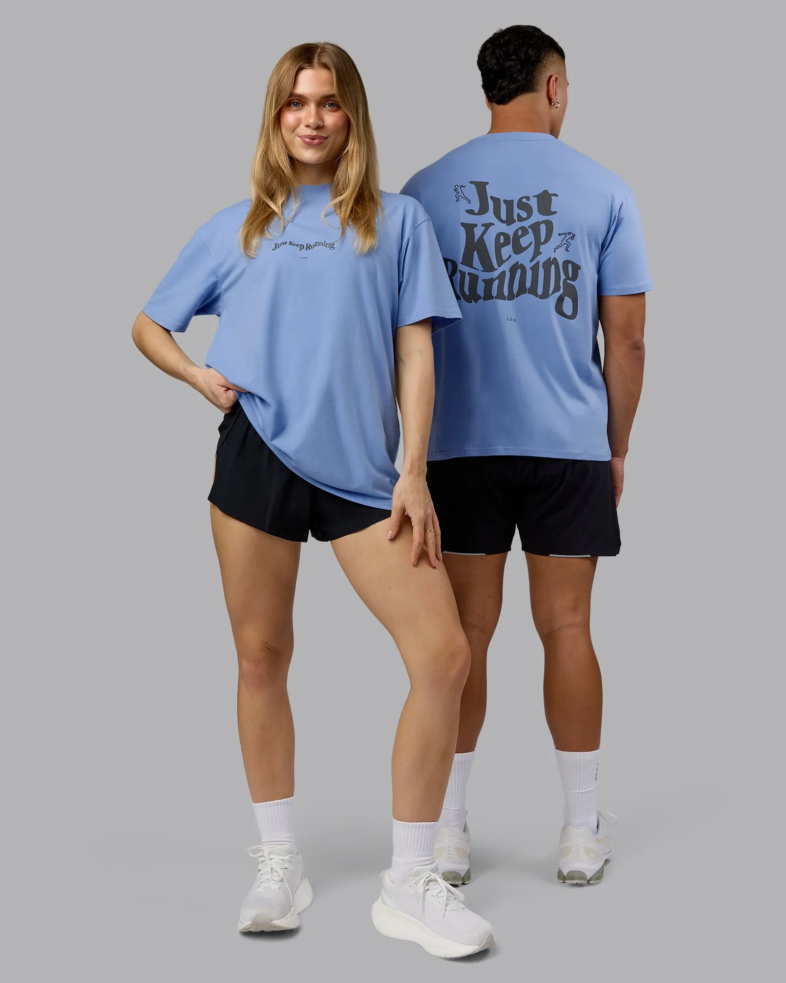 Just Run FLXCotton Oversized Tee - Soft Blue-Dark Storm sold by LSKD product image thumbnail 5