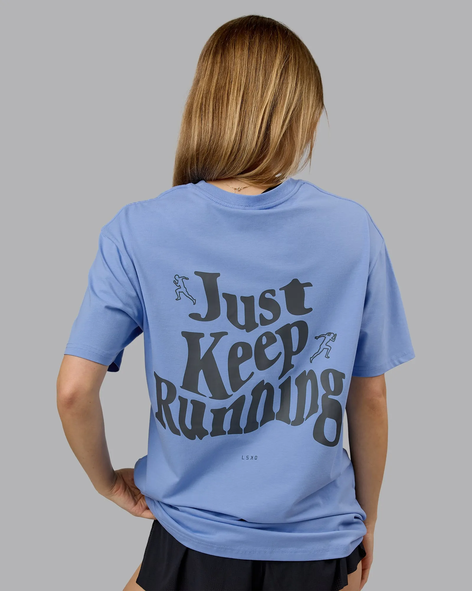Just Run FLXCotton Oversized Tee - Soft Blue-Dark Storm sold by LSKD product image thumbnail 4
