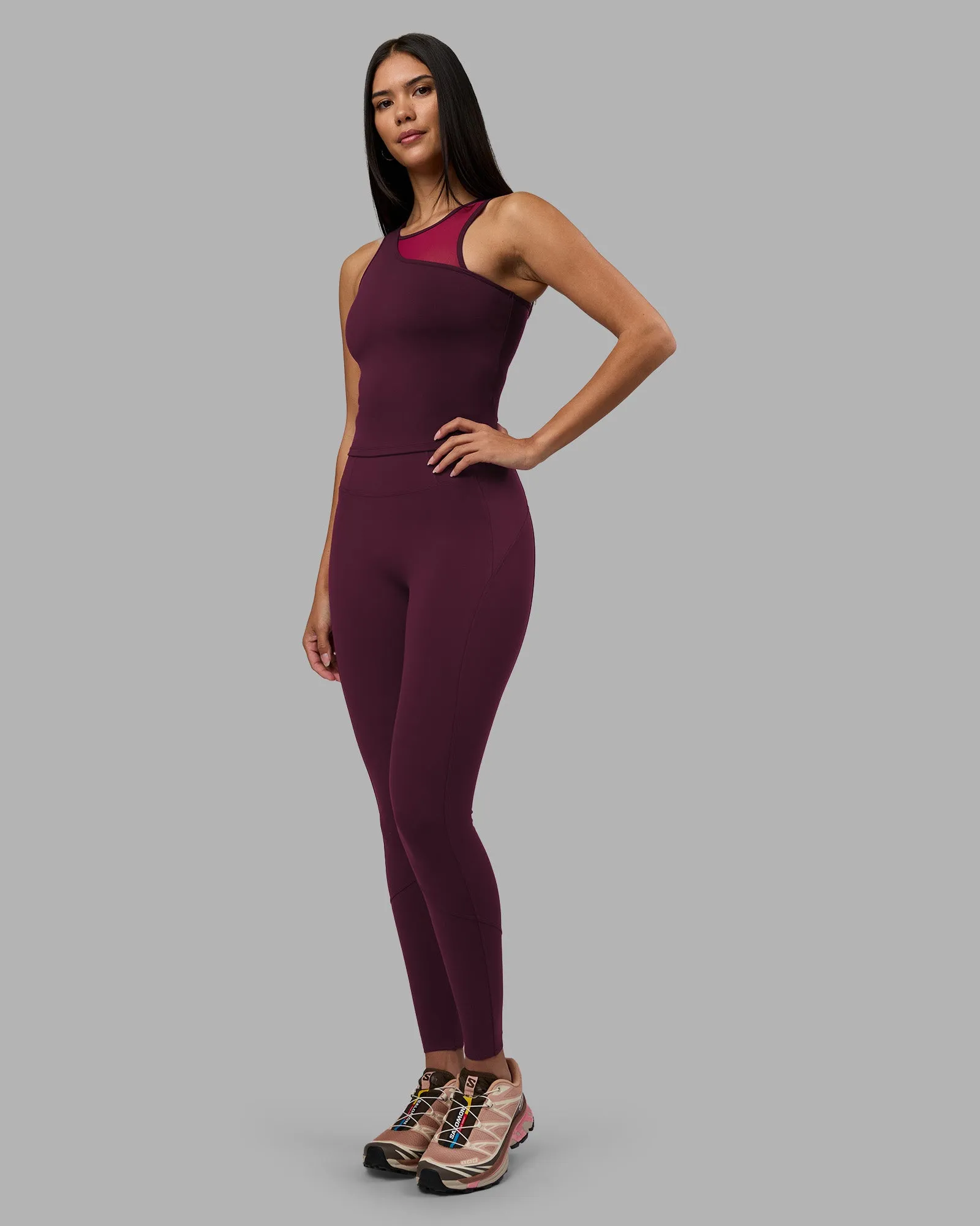 Motion Mesh Shelf Bra Tank - Cherry Lacquer/Plum Berry sold by LSKD product image thumbnail 4