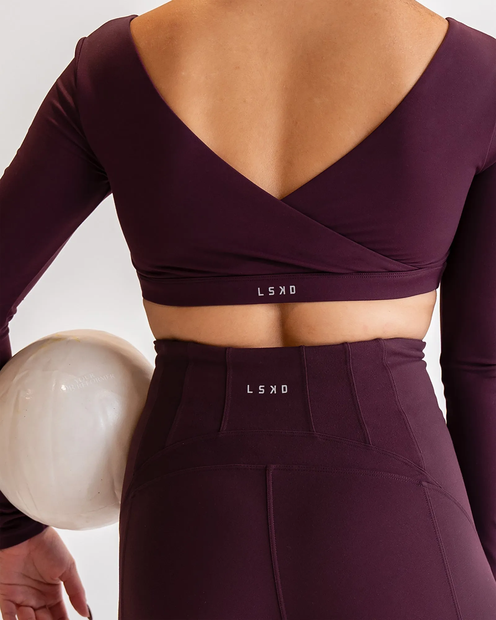 Aria Long Sleeve Sports Bra - Cherry Lacquer sold by LSKD product image thumbnail 2