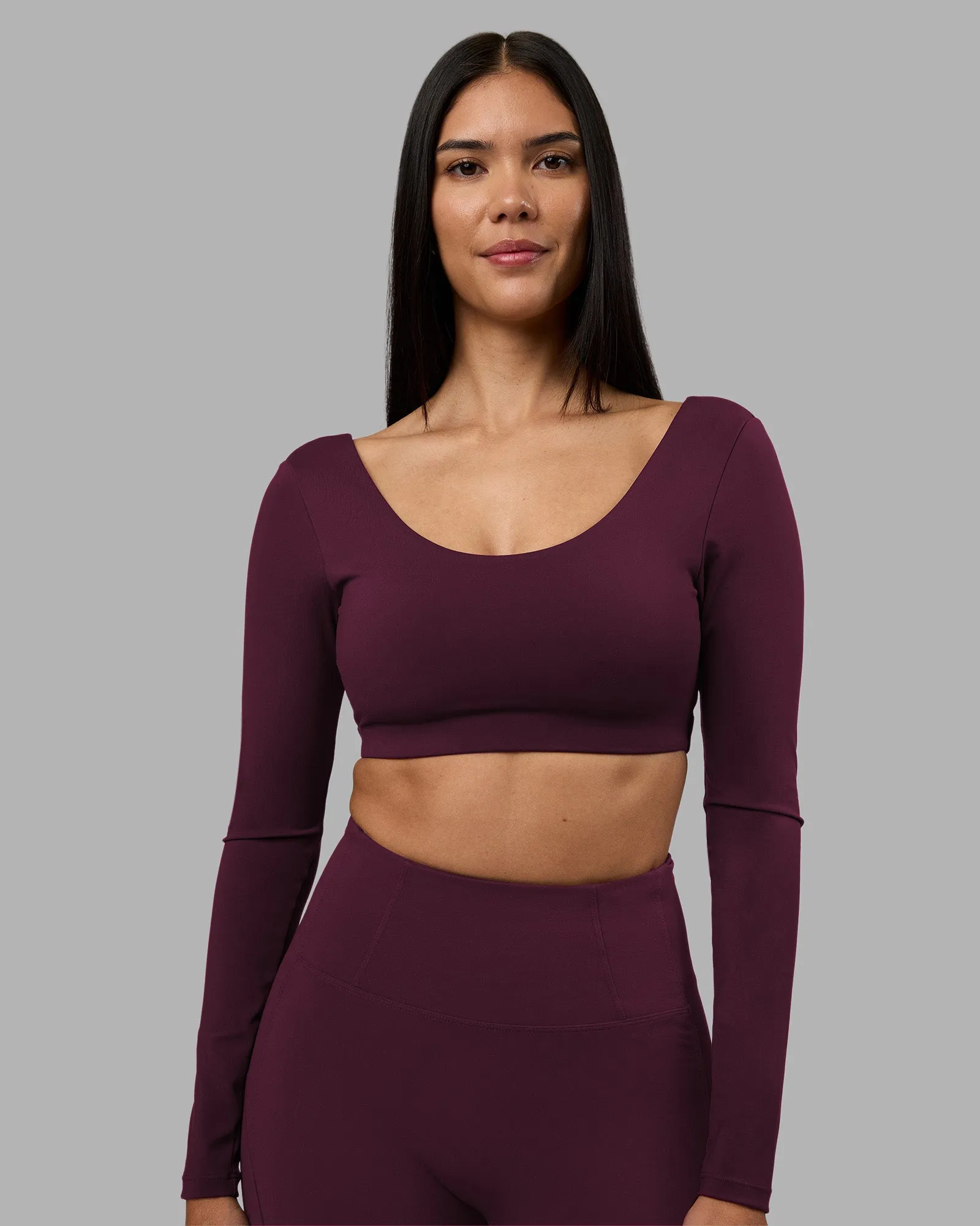 Aria Long Sleeve Sports Bra - Cherry Lacquer sold by LSKD