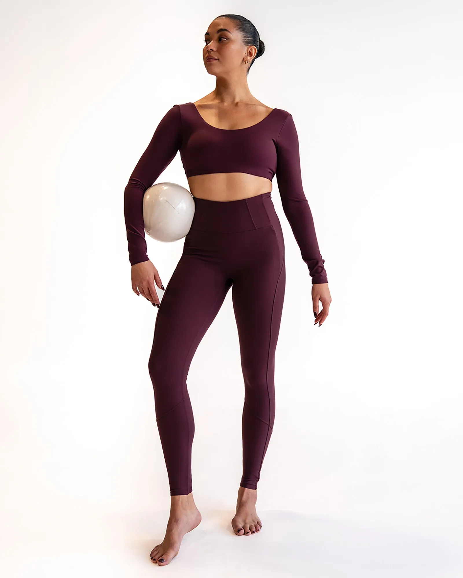 Aria Long Sleeve Sports Bra - Cherry Lacquer sold by LSKD product image thumbnail 3