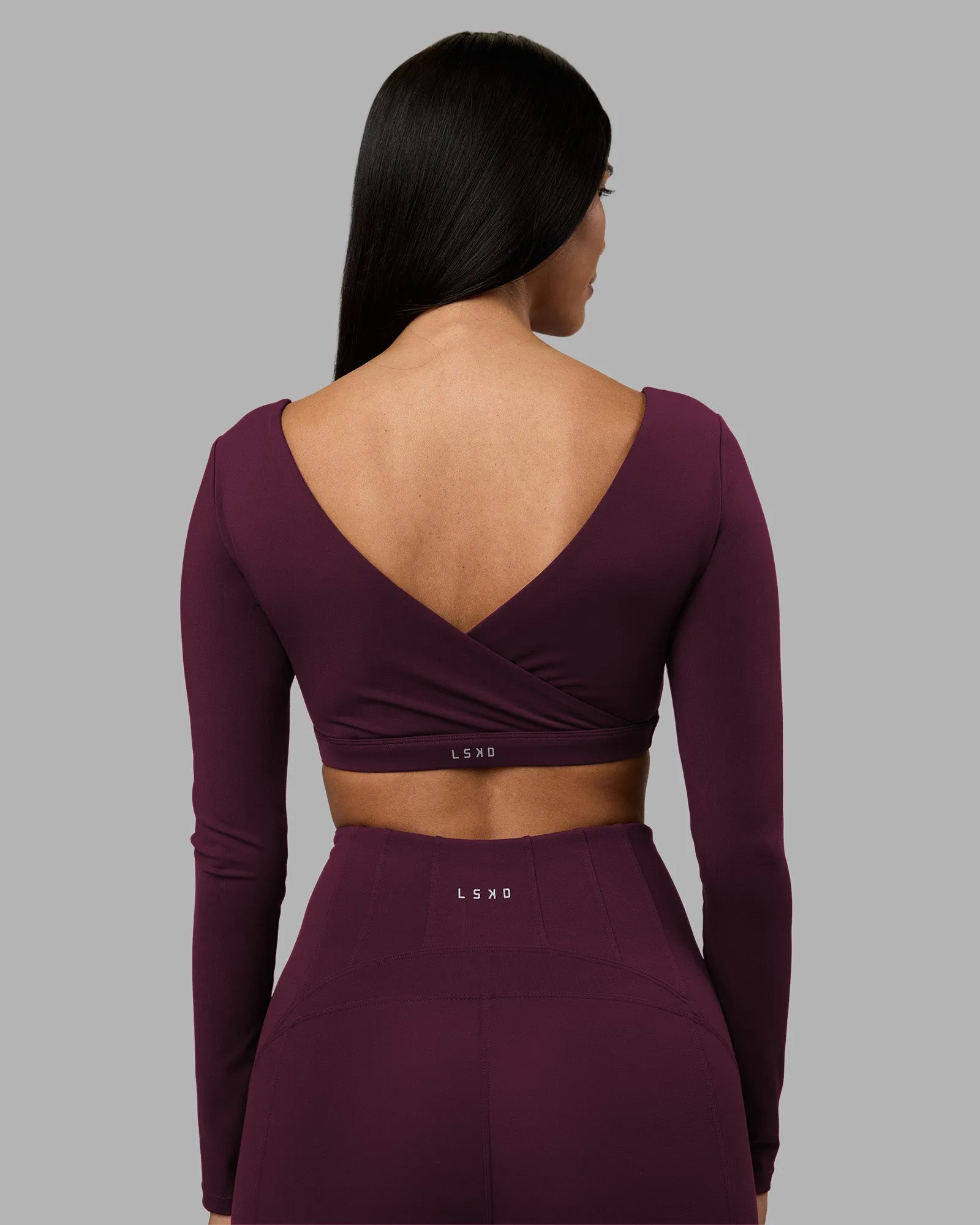 Aria Long Sleeve Sports Bra - Cherry Lacquer sold by LSKD product image thumbnail 5