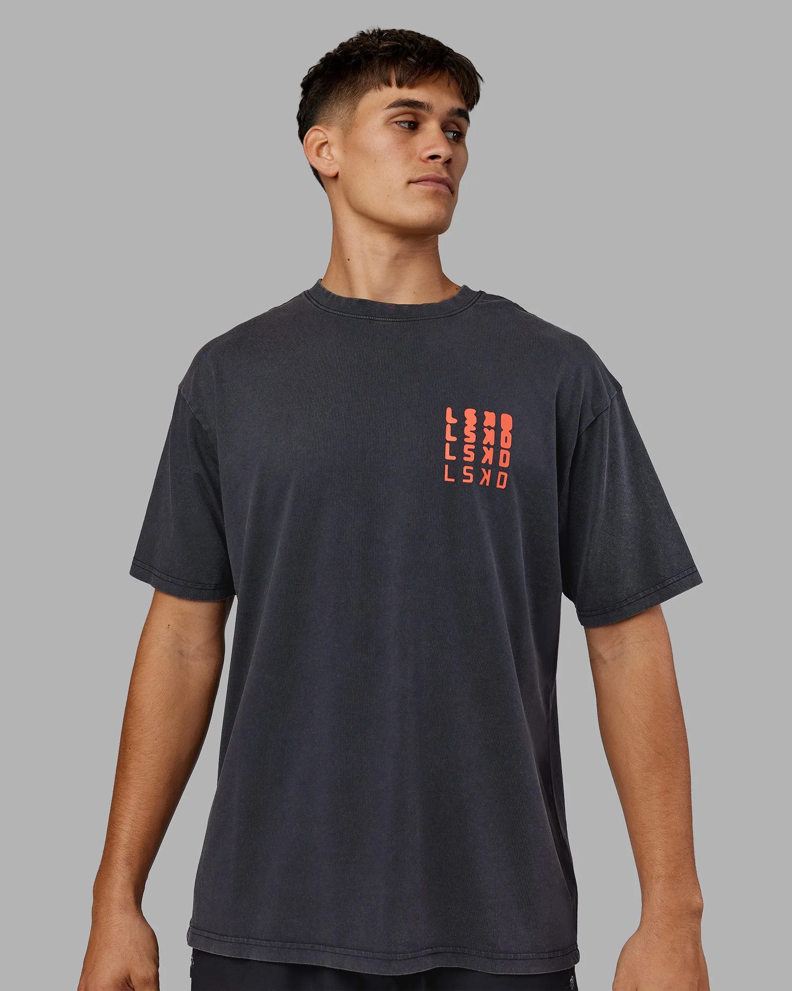 Inferno Journey FLXCotton Oversized Tee - Black Washed-Ultra Orange sold by LSKD product image thumbnail 4