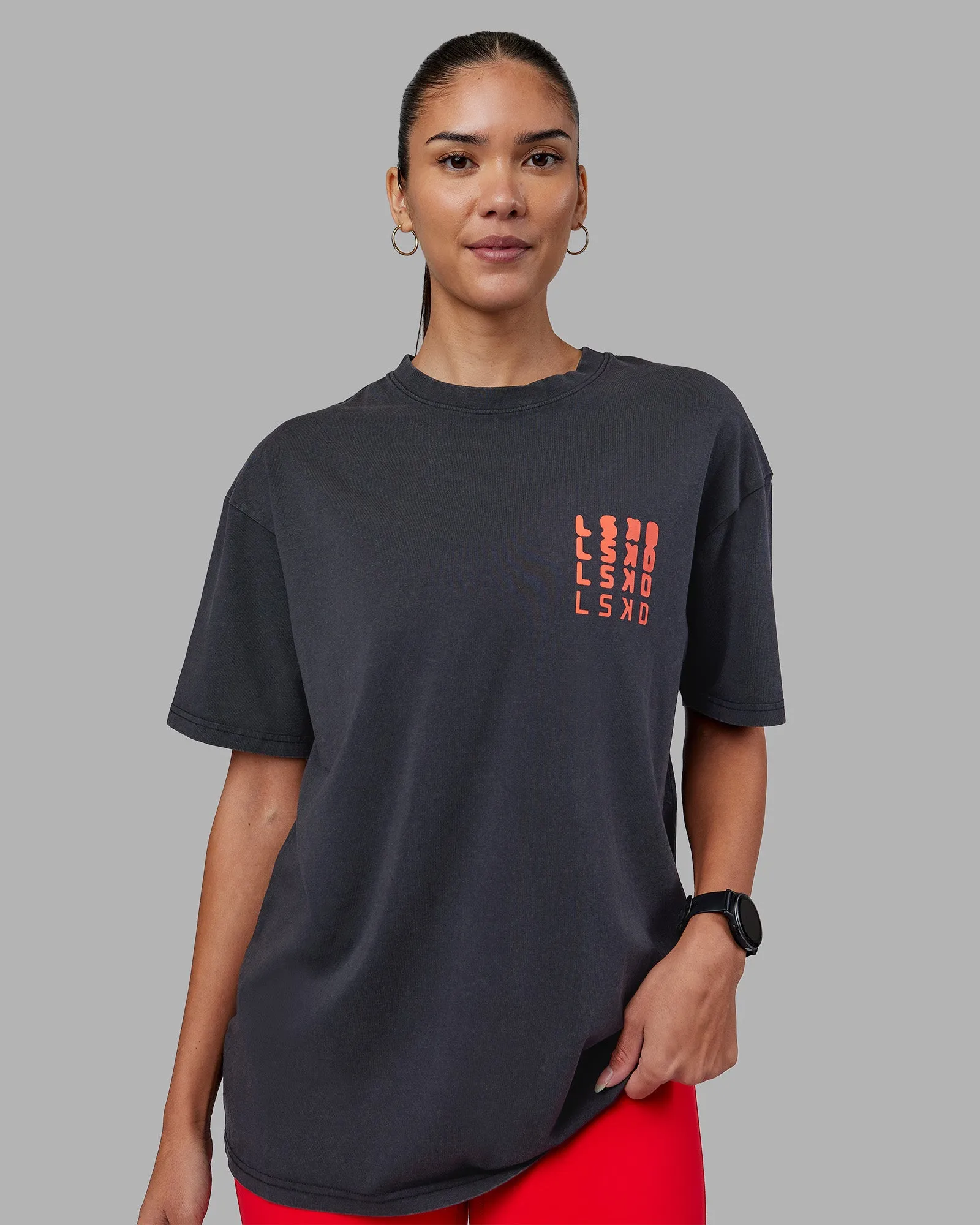 Inferno Journey FLXCotton Oversized Tee - Black Washed-Ultra Orange sold by LSKD product image thumbnail 3