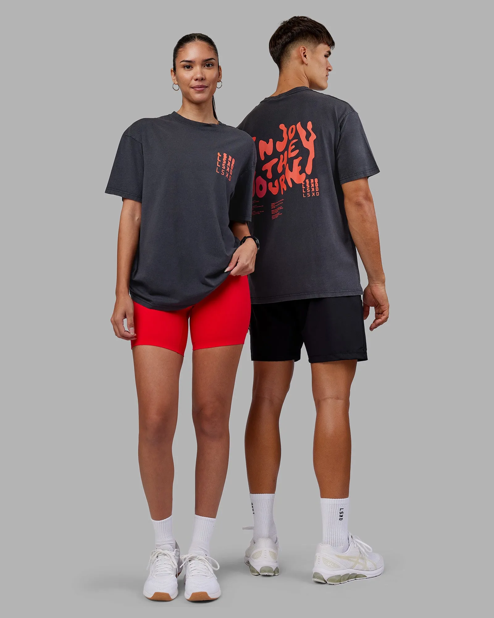 Inferno Journey FLXCotton Oversized Tee - Black Washed-Ultra Orange sold by LSKD product image thumbnail 2