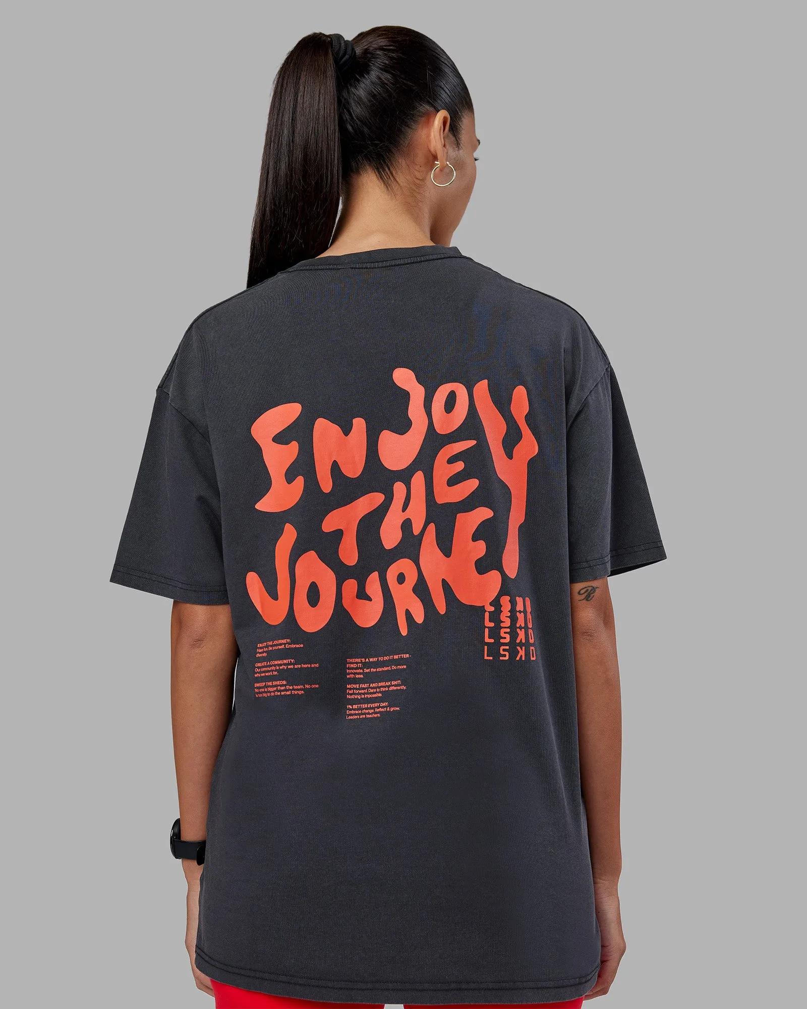 Inferno Journey FLXCotton Oversized Tee - Black Washed-Ultra Orange sold by LSKD product image thumbnail 5