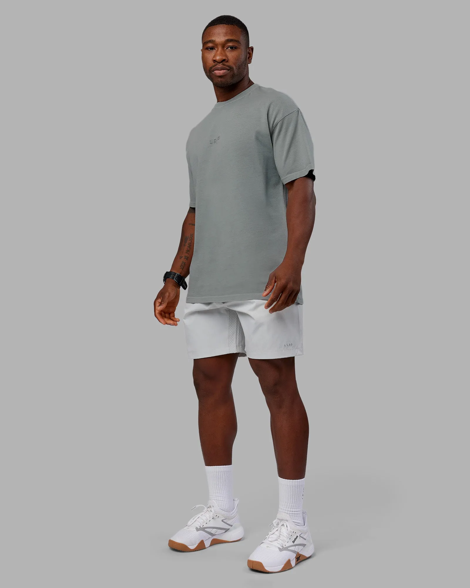 Stream Washed Heavyweight Oversized Tee - Washed Circular Grey sold by LSKD product image thumbnail 5