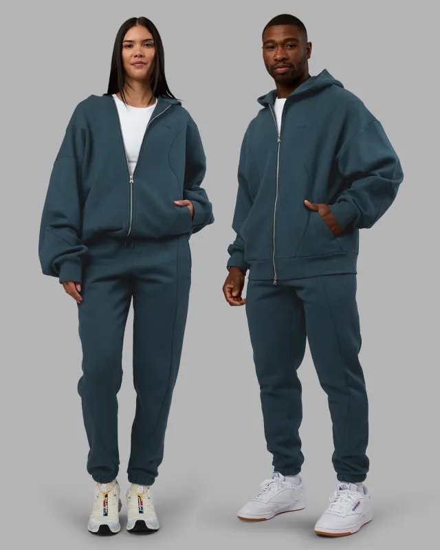 Stream Oversized Panel Zip Hoodie - Deep Sea sold by LSKD