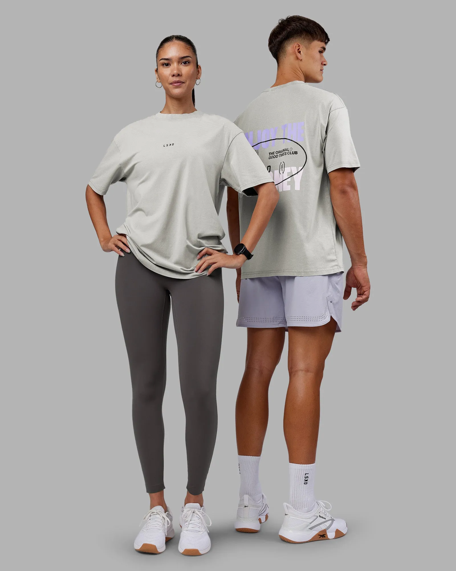 Be Yourself FLXCotton Tee Oversize - Circular Grey Washed-Violet sold by LSKD