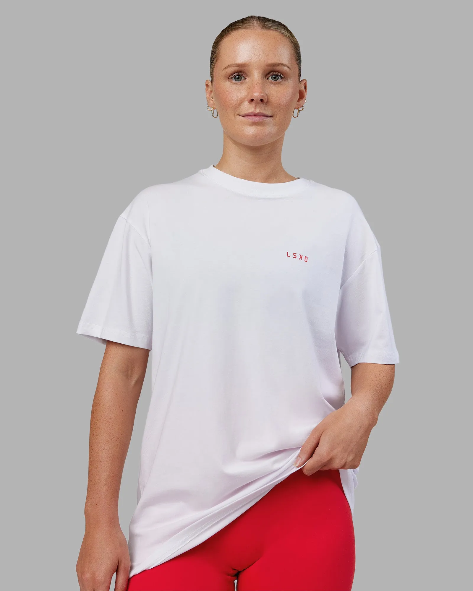 Dare To Think FLXCotton Tee Oversize - White-Scarlet sold by LSKD product image thumbnail 4