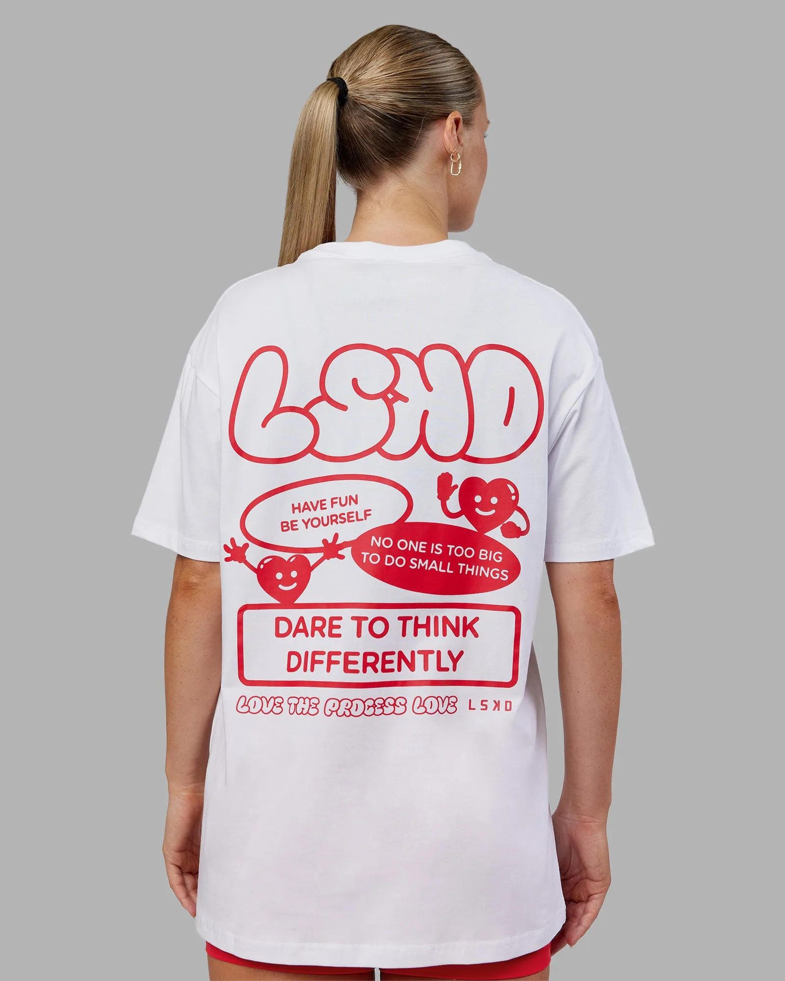 Dare To Think FLXCotton Tee Oversize - White-Scarlet sold by LSKD product image thumbnail 2