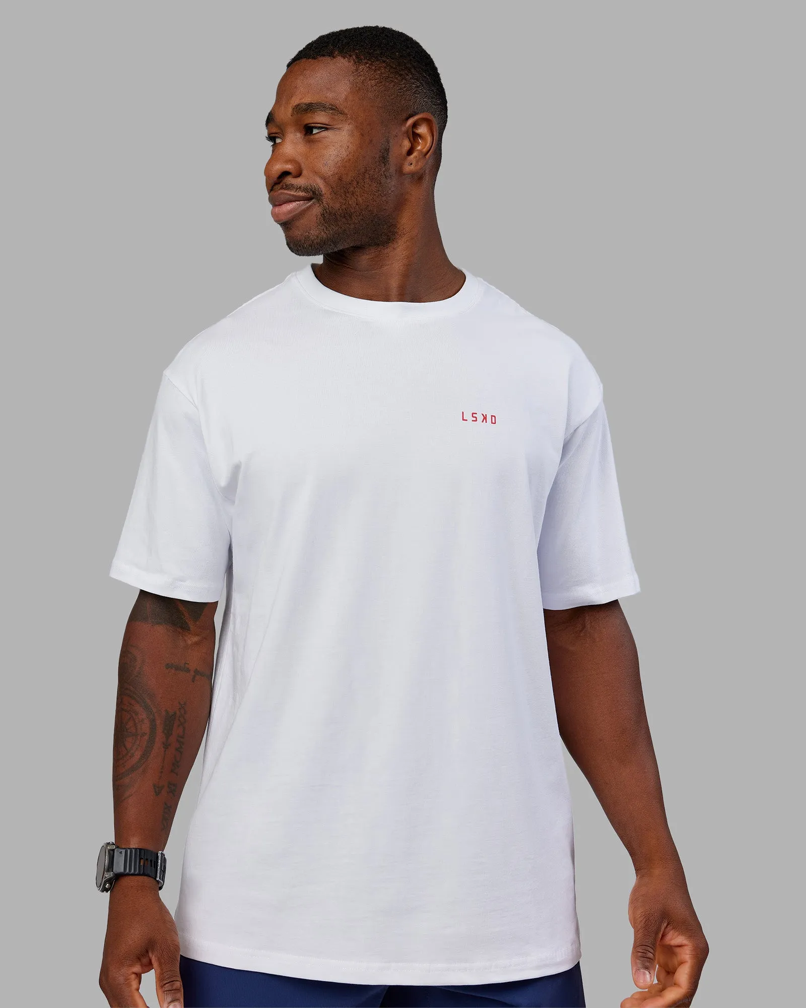 Dare To Think FLXCotton Tee Oversize - White-Scarlet sold by LSKD product image thumbnail 3