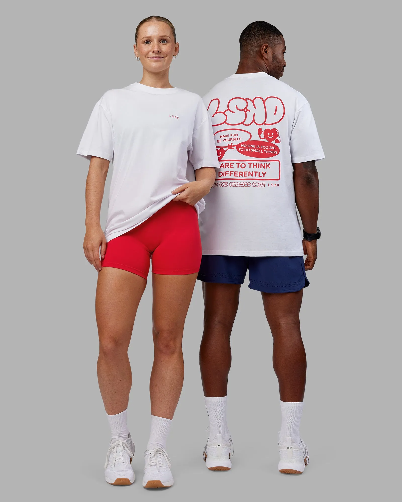 Dare To Think FLXCotton Tee Oversize - White-Scarlet sold by LSKD