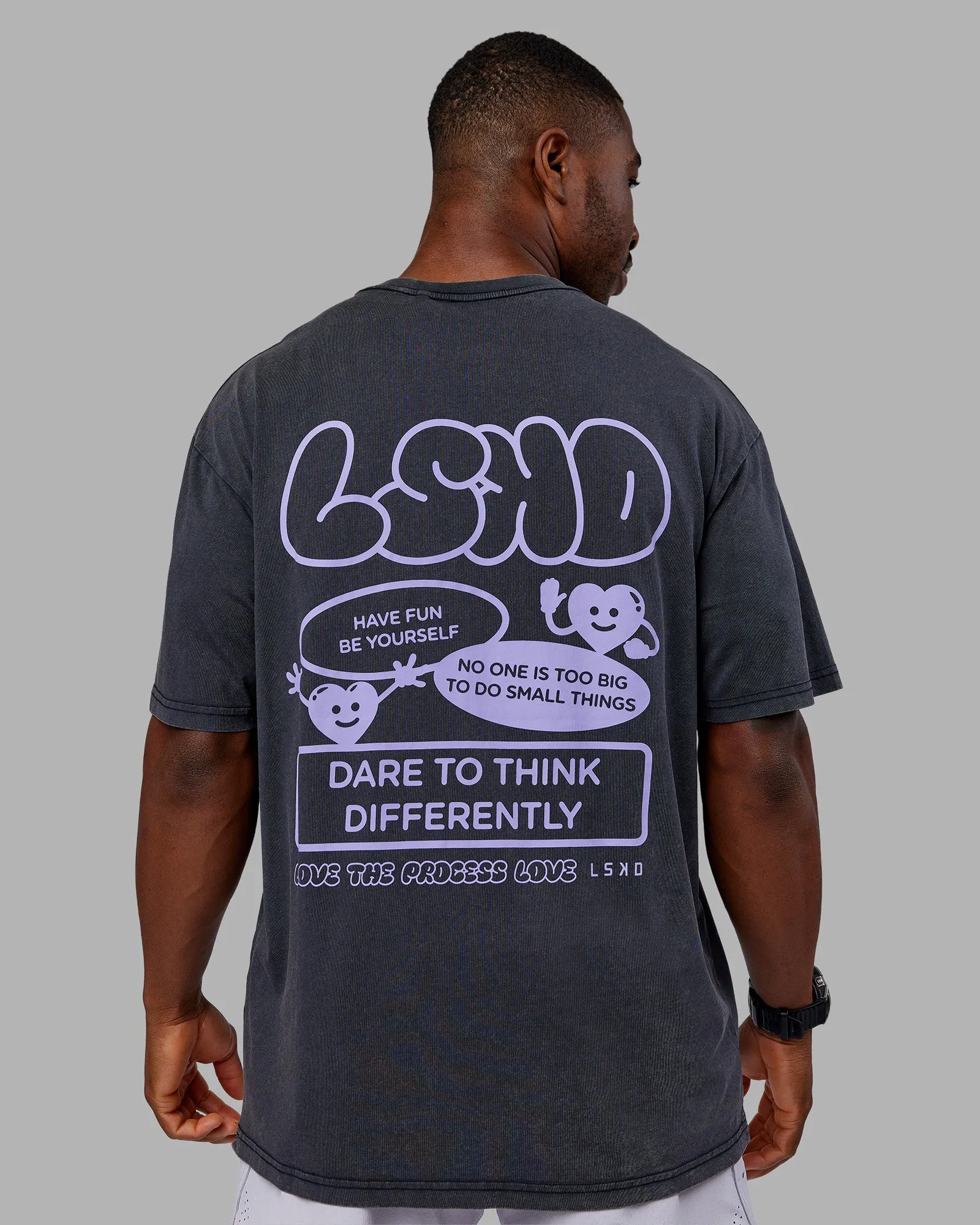 Dare To Think FLXCotton Tee Oversize - Black Washed-Violet Ray sold by LSKD product image thumbnail 2