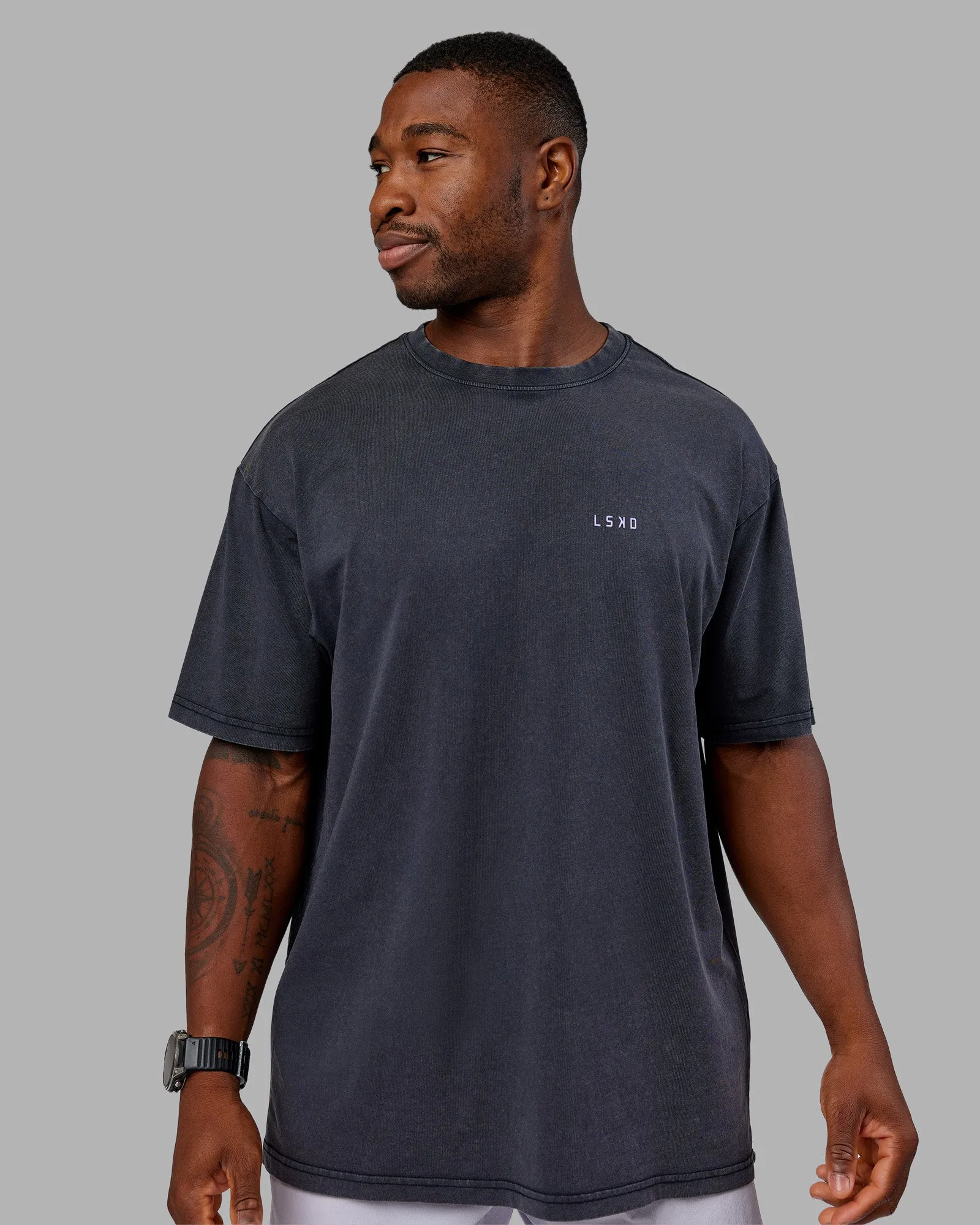 Dare To Think FLXCotton Tee Oversize - Black Washed-Violet Ray sold by LSKD product image thumbnail 3