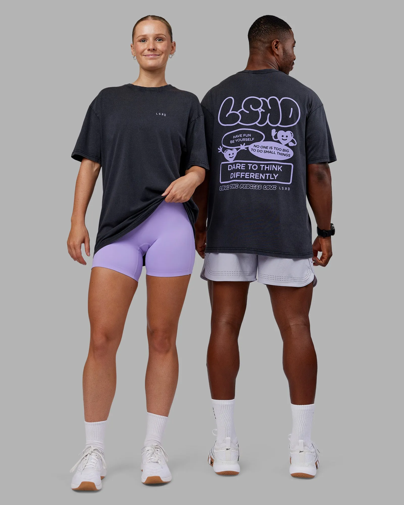 Dare To Think FLXCotton Tee Oversize - Black Washed-Violet Ray sold by LSKD