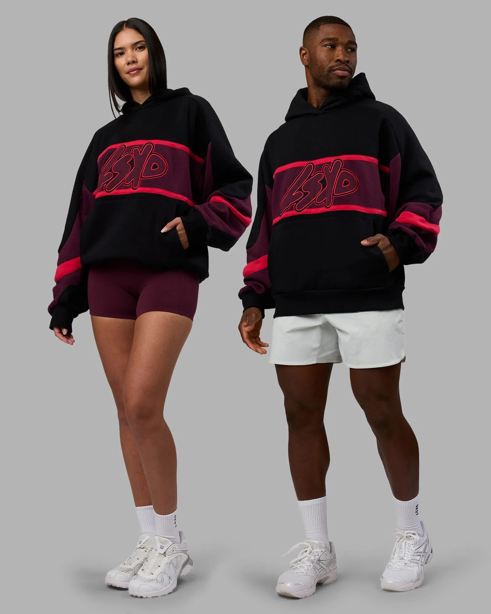 Vibe Oversized Unisex Hoodie - Black-Cherry Lacquer sold by LSKD